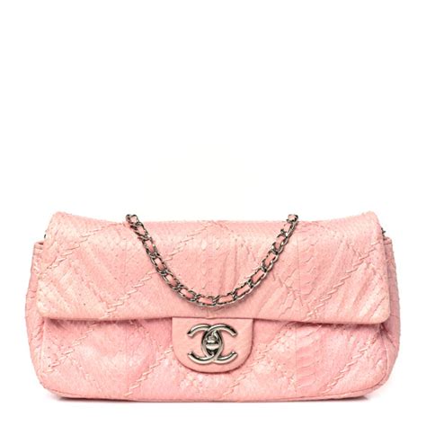 CHANEL Snakeskin Ultimate Stitch Flap Pink 